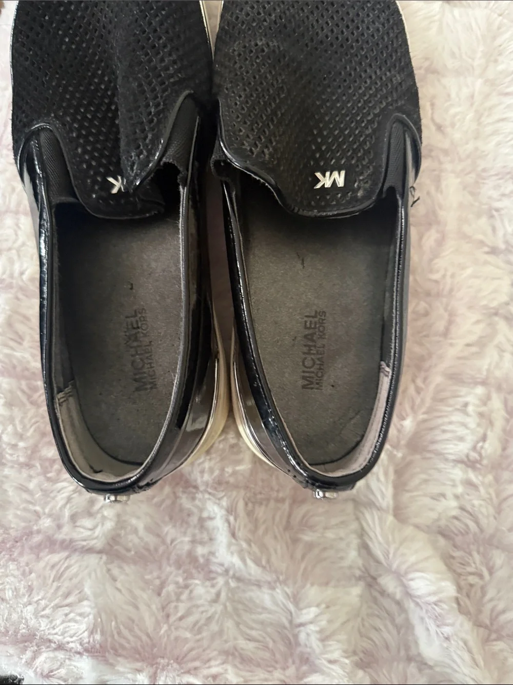 Michael Kors Black Slip-On Loafers with White Sole